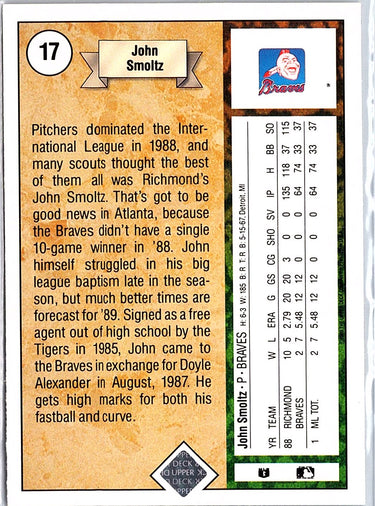 1989 Upper Deck #17 John Smoltz