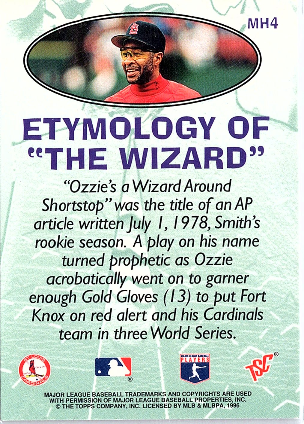1996 Stadium Club #MH4 Ozzie Smith Mega Heroes