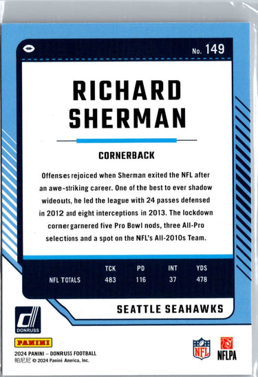 2024 Donruss #149 Richard Sherman Press Proof Yellow A1