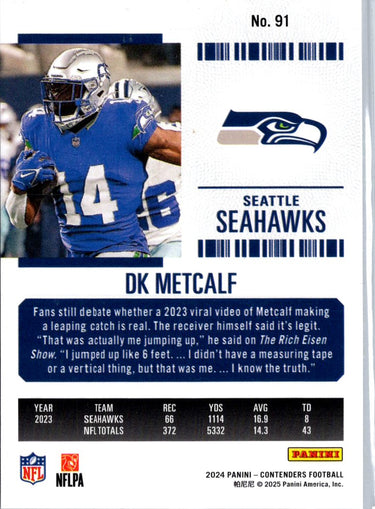 2024 Panini Contenders #91 DK Metcalf Game Ticket Bronze A2