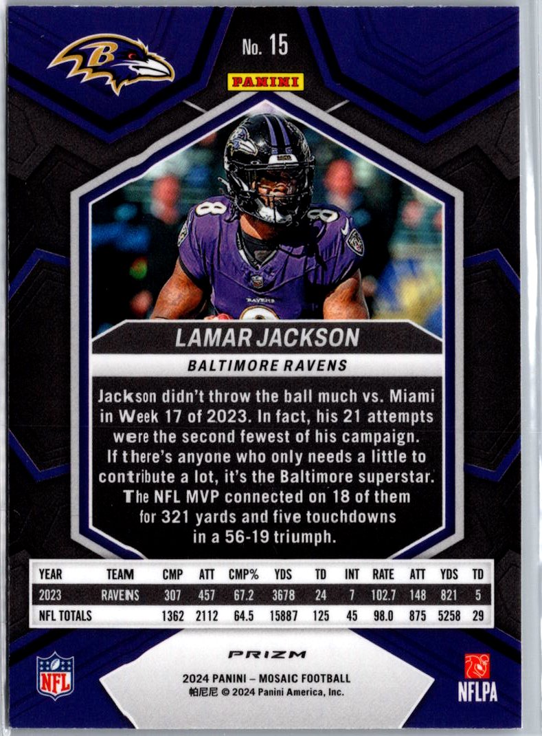 2024 Panini Mosaic #15 Lamar Jackson Mosaic A2