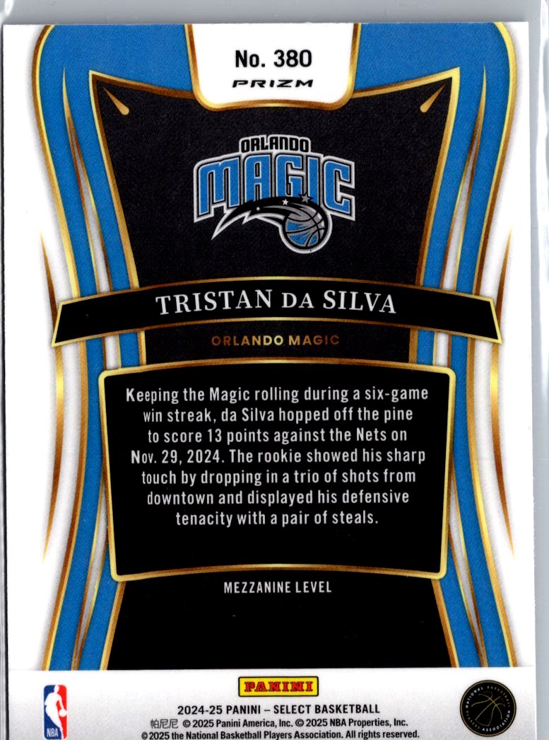 2024-25 Panini Select #380 Tristan da Silva blue prizm A2