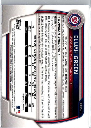 2023 Bowman #BCP-23 Elijah Green Chrome Prospects Mojo Refractors A3