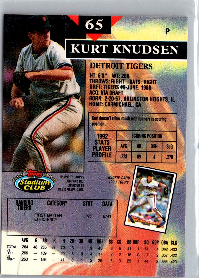 1993 Stadium Club #65 Kurt Knudsen First Day Production A3