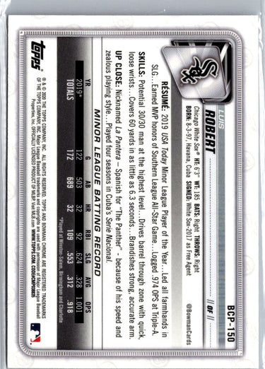 2020 Bowman #BCP-150a Luis Robert Chrome Prospects Mojo Refractor A3