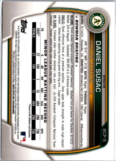 2023 Bowman #BCP-5 Daniel Susac Chrome Prospects Pearl Refractors A3