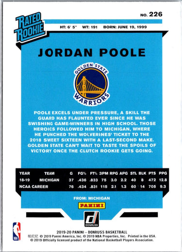 2019-20 Donruss #226 Jordan Poole Green Flood A3