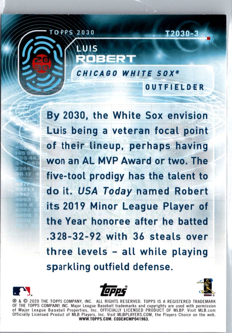 2020 Topps #T2030-3 Luis Robert Topps 2030 A3