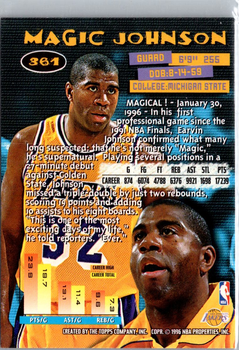 1995-96 Stadium Club #361 Magic Johnson Members Only A3