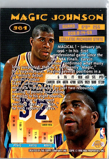 1995-96 Stadium Club #361 Magic Johnson Members Only A3