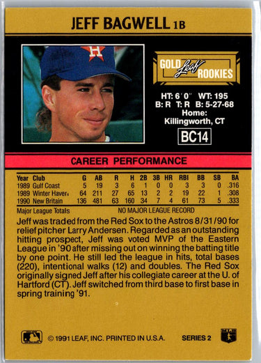 1991 Leaf #BC14 Jeff Bagwell Gold Rookies A4