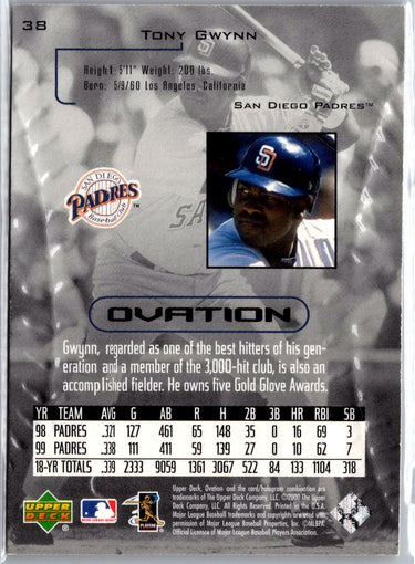 2000 Upper Deck Ovation #38 Tony Gwynn A4