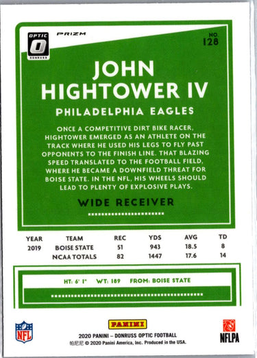 2020 Donruss Optic #128 John Hightower IV Purple Shock A4