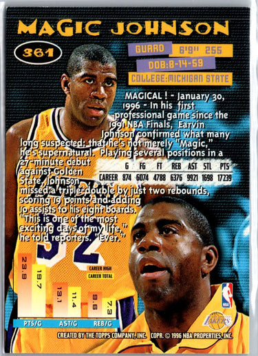 1995-96 Stadium Club #361 Magic Johnson A4