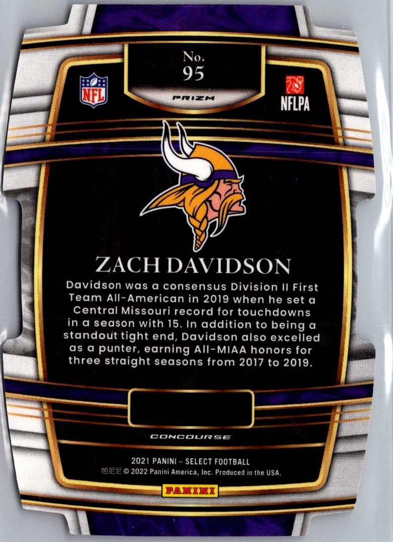 2021 Panini Select #95 Zach Davidson Red and Yellow Prizm Die Cut A4