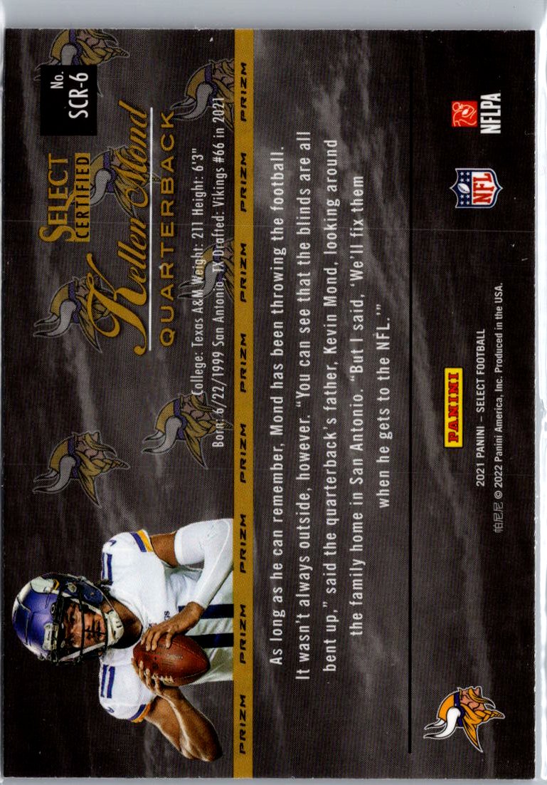 2021 Panini Select #SCR-6 Kellen Mond Select Certified Rookies A4