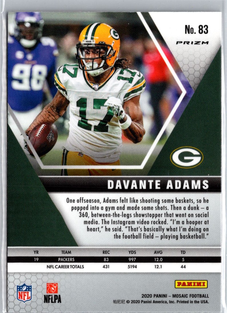 2020 Panini Mosaic #83 Davante Adams Prizm Reactive Orange A5