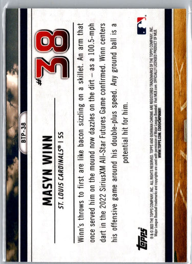2023 Bowman #BTP-38 Masyn Winn Bowman Scouts Top 100 Green Refractors #/99 A6
