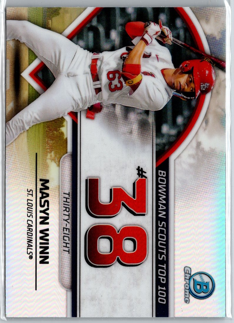 2023 Bowman #BTP-38 Masyn Winn Bowman Scouts Top 100 Green Refractors #/99 A6