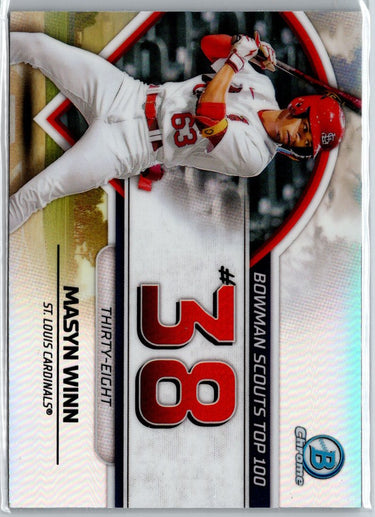 2023 Bowman #BTP-38 Masyn Winn Bowman Scouts Top 100 Green Refractors #/99 A6