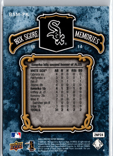 2009 Upper Deck A Piece of History Paul Konerko Box #/999 A7