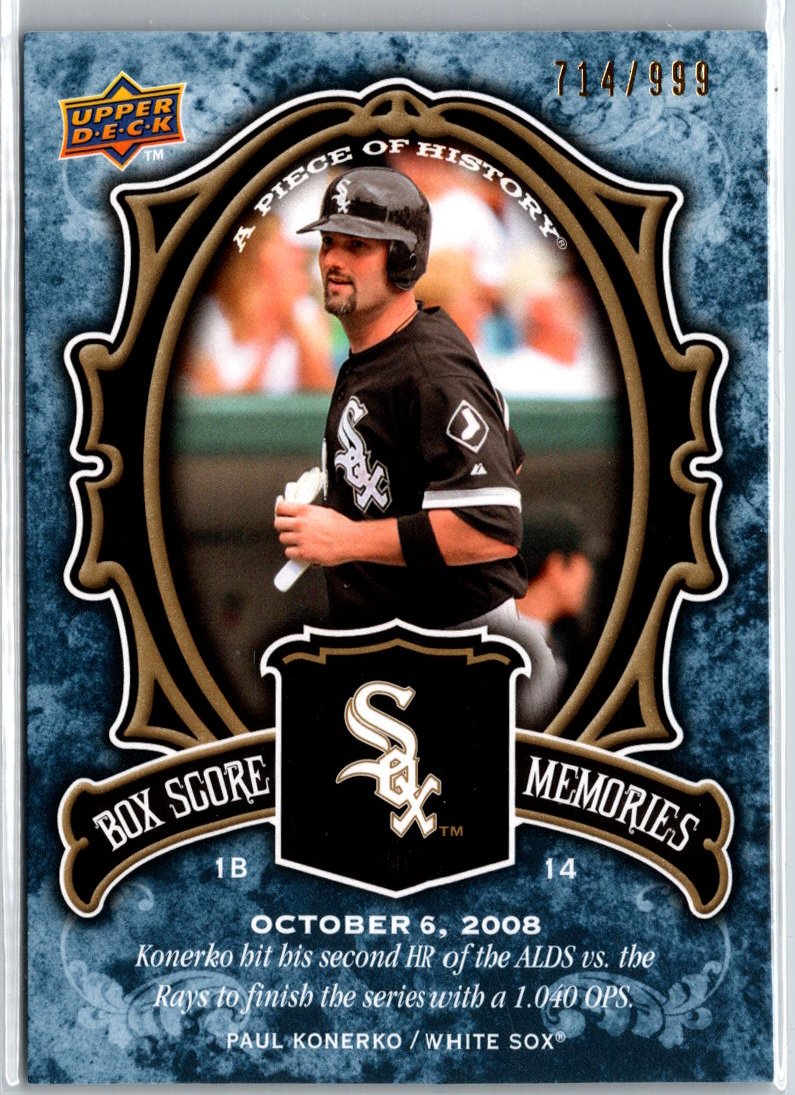 2009 Upper Deck A Piece of History Paul Konerko Box #/999 A7