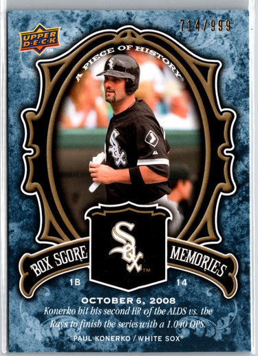 2009 Upper Deck A Piece of History Paul Konerko Box #/999 A7