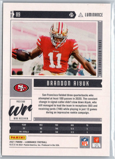 2021 Panini Luminance #89 Brandon Aiyuk A8