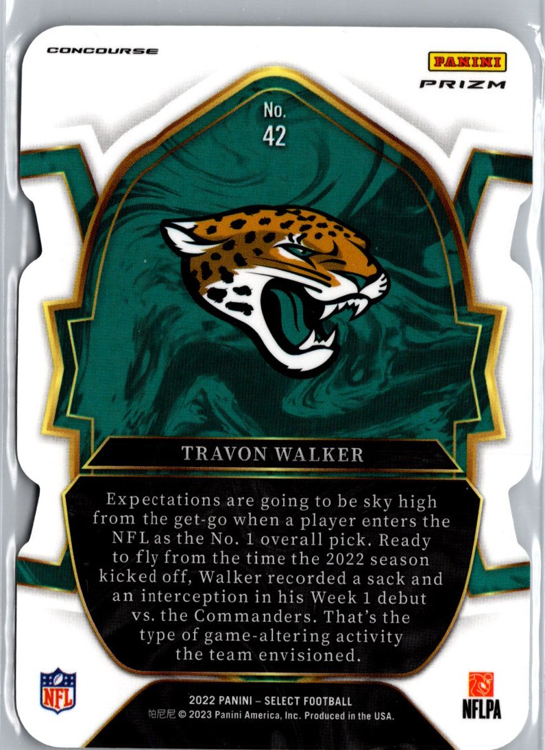 2022 Panini Select #42 Travon Walker Silver Prizm Die Cut A8
