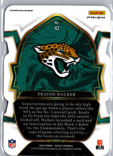 2022 Panini Select #42 Travon Walker Silver Prizm Die Cut A8