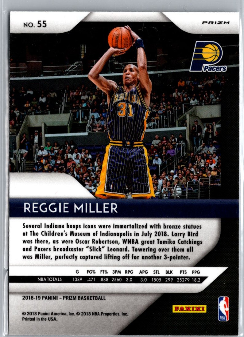 2018-19 Panini Prizm #55 Reggie Miller Prizms Red White and Blue A8
