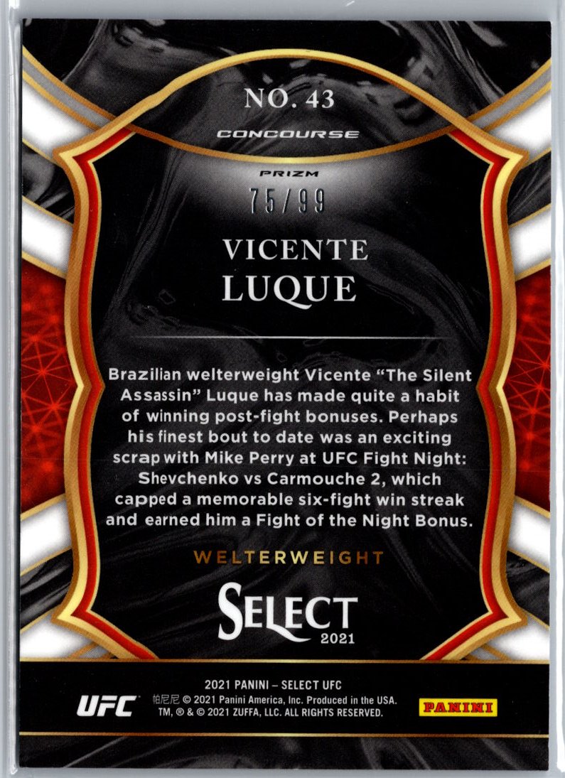 2021 Panini Select UFC #43 Vicente Luque Blue Disco Prizms #/99 A8