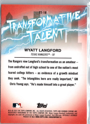 2023 Bowman Draft #TT-18 Wyatt Langford Transformative Talent A9