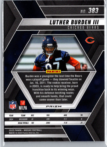 2025 Panini Mosaic #383 Luther Burden III Mosaic Red and White Stripe A9