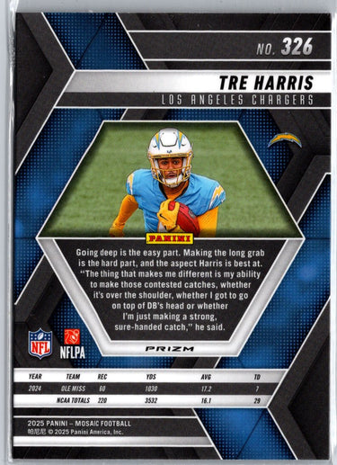 2025 Panini Mosaic #326 Tre Harris Mosaic Red and White Stripe A9