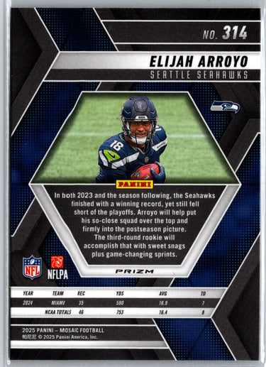 2025 Panini Mosaic #314 Elijah Arroyo Mosaic Red and White Stripe A9