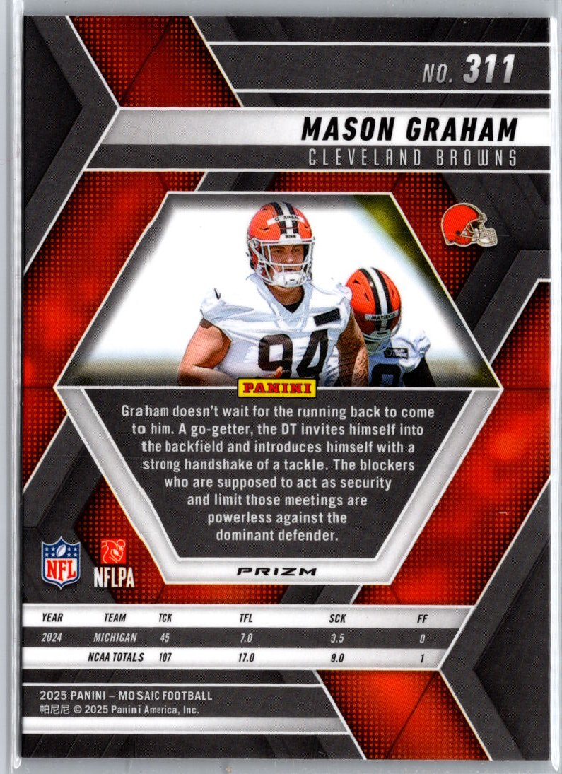 2025 Panini Mosaic #311 Mason Graham Mosaic Red and White Stripe A9
