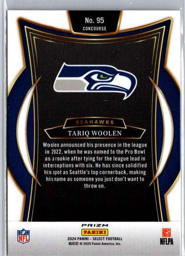 2024 Panini Select #95 Tariq Woolen Red & Yellow Prizm Shock A9