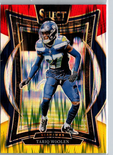 2024 Panini Select #95 Tariq Woolen Red & Yellow Prizm Shock A9