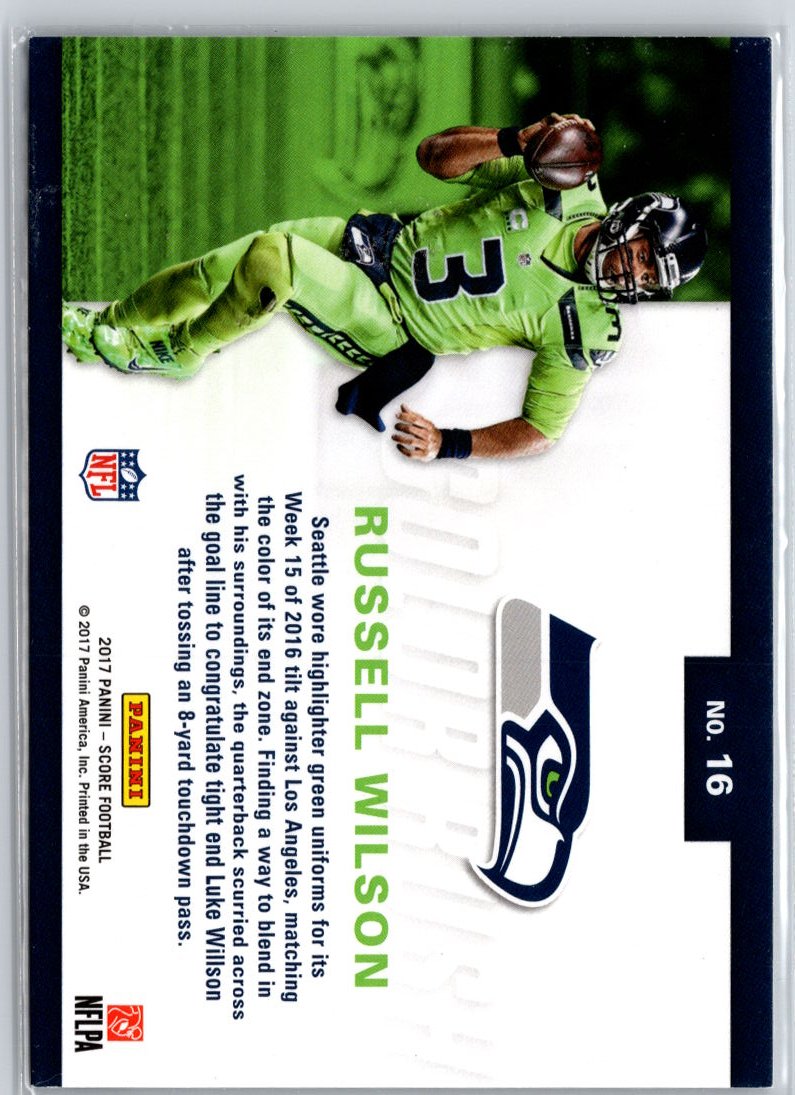 2017 Score #16 Russell Wilson Color Rush A9