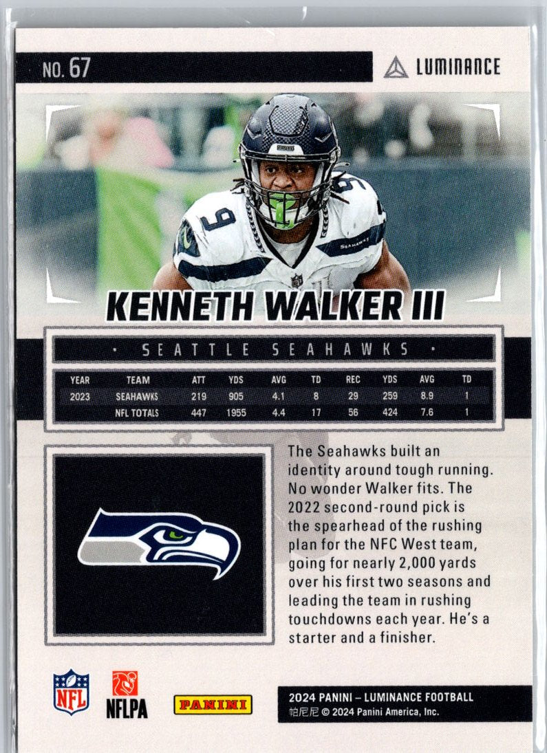 2024 Panini Luminance #67 Kenneth Walker III Gold #/299 A9
