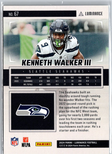 2024 Panini Luminance #67 Kenneth Walker III Gold #/299 A9