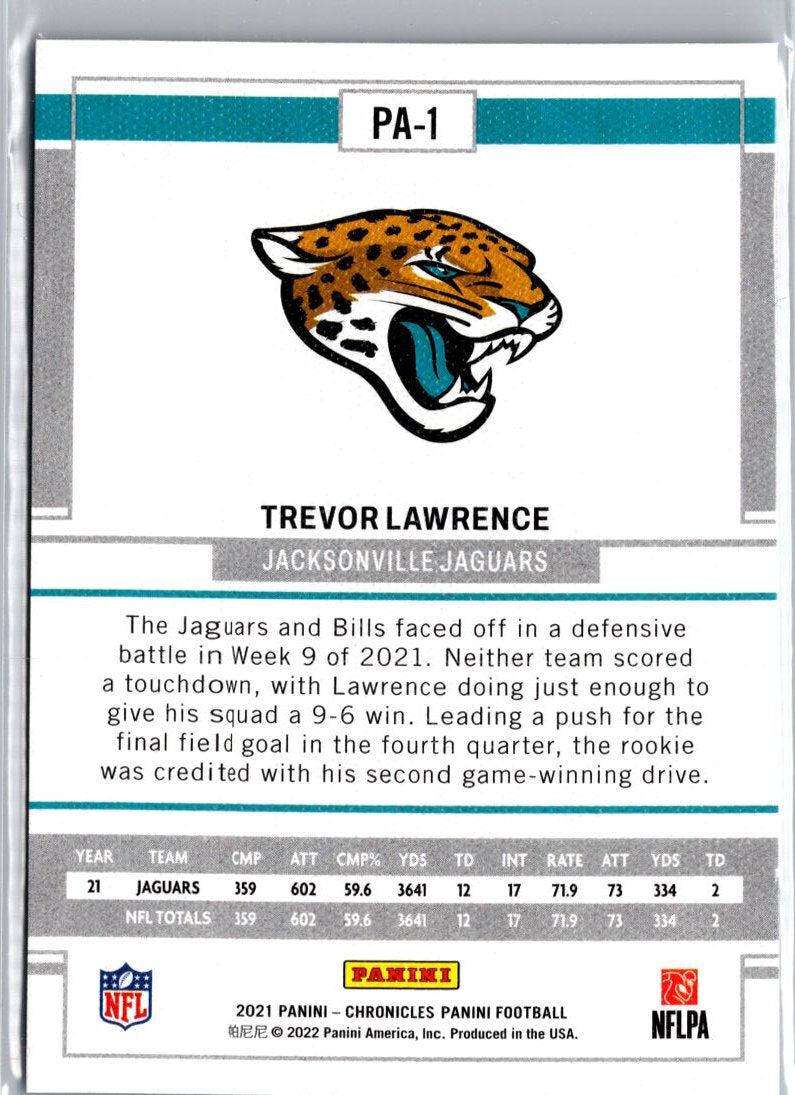 2021 Panini Chronicles #PA-1 Trevor Lawrence Panini Green A10