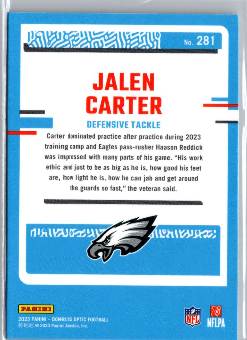 2023 Donruss Optic #281 Jalen Carter A11