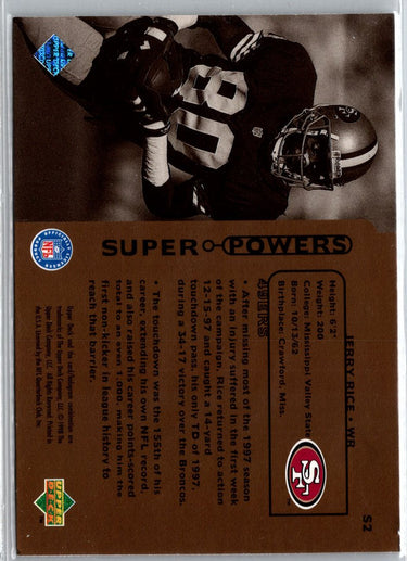 1998 Upper Deck #S2 Jerry Rice Super Powers A12