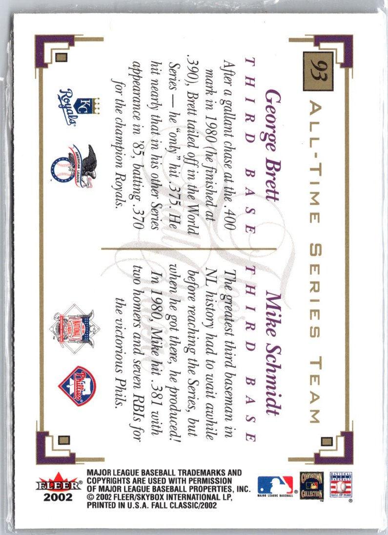 2002 Fleer Fall Classic #93 George Brett / Mike Schmidt AST A12