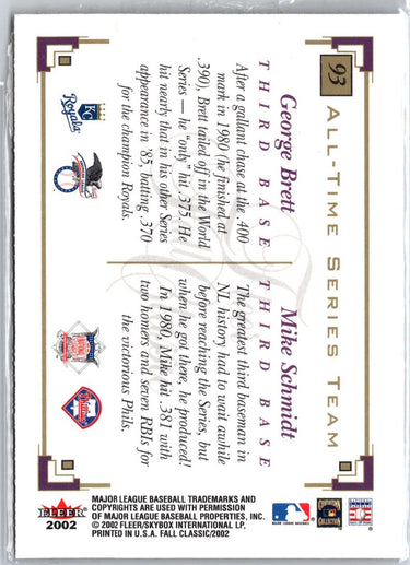 2002 Fleer Fall Classic #93 George Brett / Mike Schmidt AST A12