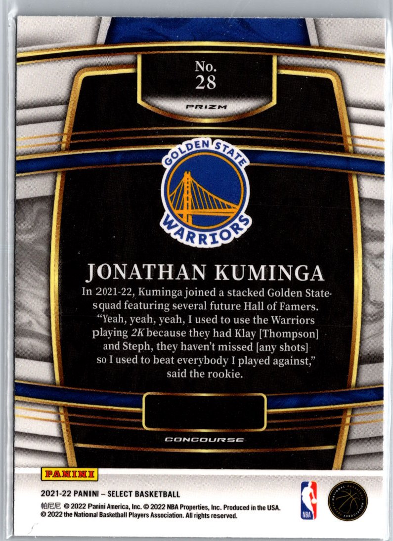 2021-22 Panini Select #28 Jonathan Kuminga Blue (Retail Base) A12