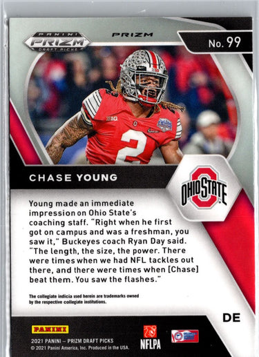 2021 Panini Prizm Draft Picks Collegiate #99 Chase Young Gold Ice A12