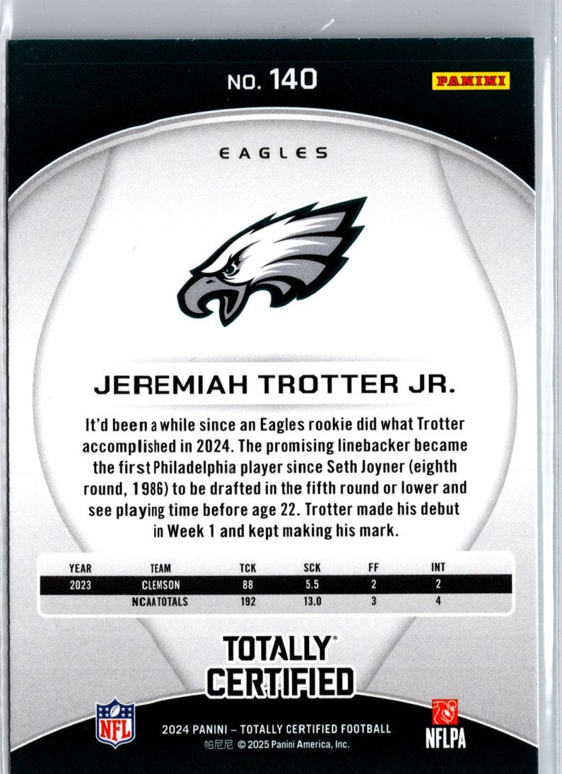 2024 Panini Totally Certified #140 Jeremiah Trotter Jr. A12